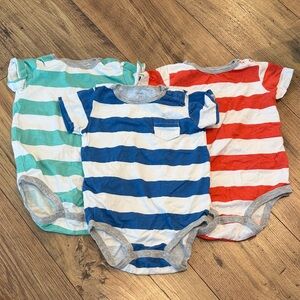 Carter's Striped Short Sleeve Bodysuits in Blue, Red, and Teal